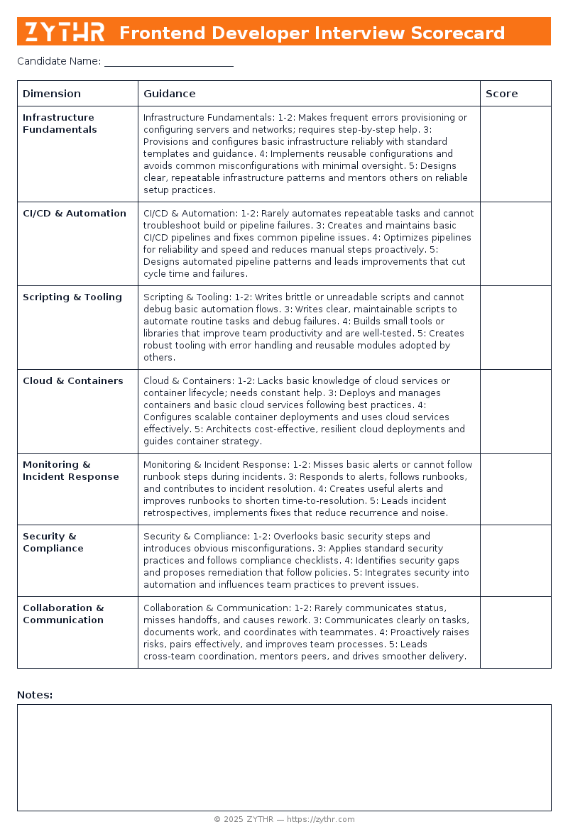 A ready-to-use Junior DevOps Engineer Interview Scorecard template