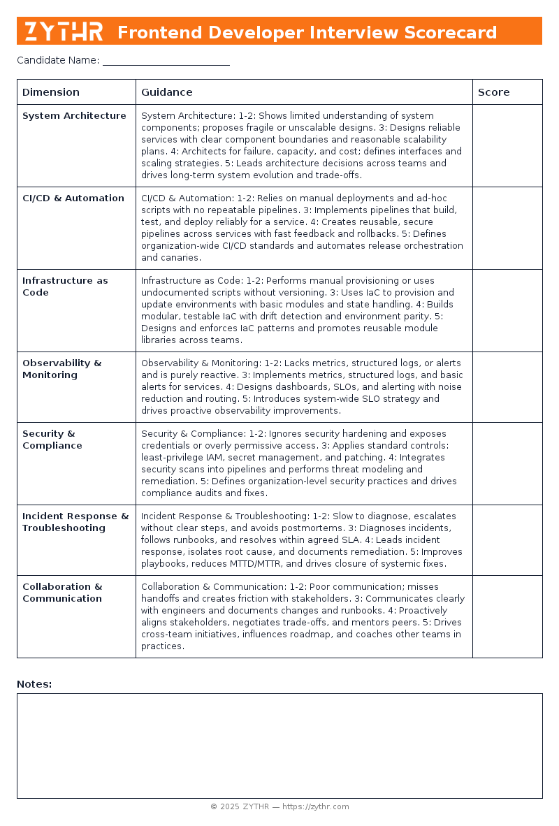 A ready-to-use Senior DevOps Engineer Interview Scorecard template