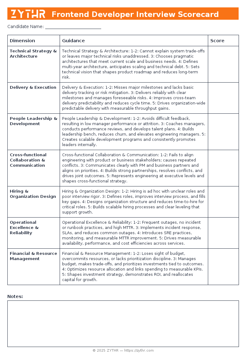 A ready-to-use VP of Engineering Interview Scorecard template